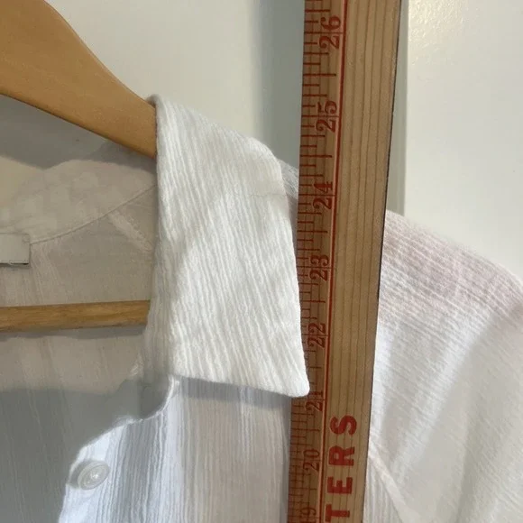Madewell Shirt White Linen Gauze Short Sleeve Button Up Womens Medium - Picture 7 of 7